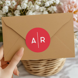 Adesivo Redondo Selo de Envelope Minimalista Elegante Vermelho, Ca