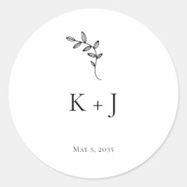 Adesivo Redondo Selo de Envelope Mínimo de Casamento Elegante