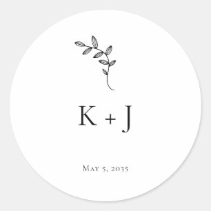 Adesivo Redondo Selo de Envelope Mínimo de Casamento Elegante