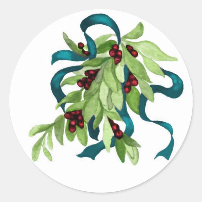 Adesivo Redondo Selo de Envelope Mistletoe Holiday para Amy (Frente)
