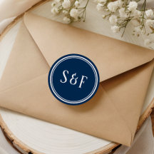 Selo de Envelope Monograma Azul Marinho
