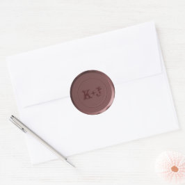 Adesivo Redondo Selo de Envelope Monograma - Champanhe Blushing