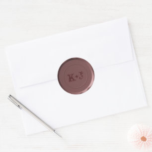 Adesivo Redondo Selo de Envelope Monograma - Champanhe Blushing