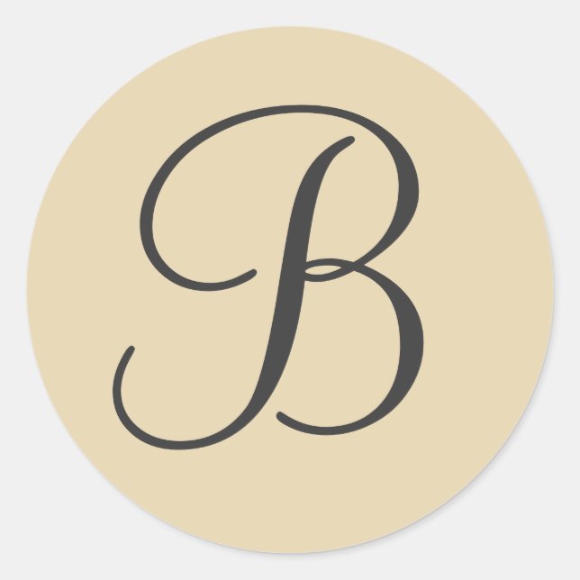Adesivo Redondo Selo de Envelope Monograma Creme e Preto / Etiquet (Frente)