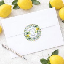 Selo de Envelope Monograma de Limão Italiano