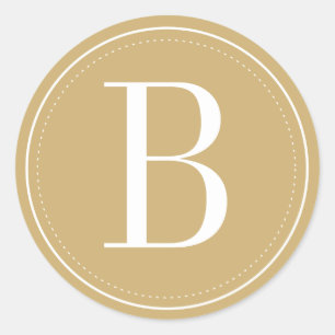 Adesivo Redondo Selo de Envelope Monograma Dourado