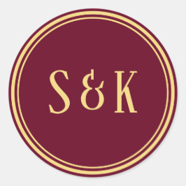 Adesivo Redondo Selo de Envelope Monograma Dourado