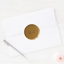 Adesivo Redondo Selo de Envelope Monograma - Dourado