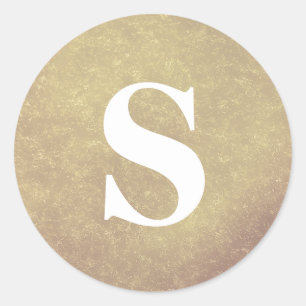 Adesivo Redondo Selo de Envelope Monograma Dourado com brilho Eleg