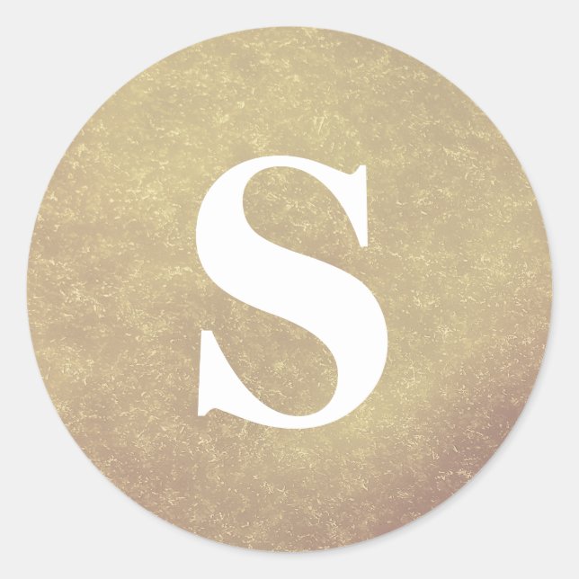 Adesivo Redondo Selo de Envelope Monograma Dourado com brilho Eleg (Frente)
