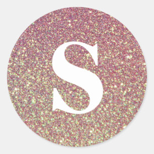 Adesivo Redondo Selo de Envelope Monograma Dourado com brilho Eleg