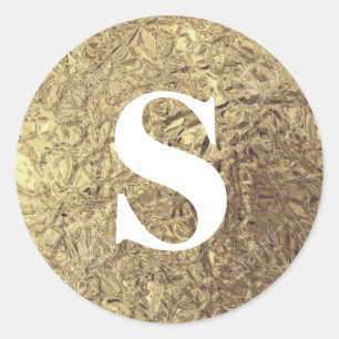 Adesivo Redondo Selo de Envelope Monograma Dourado com brilho Eleg