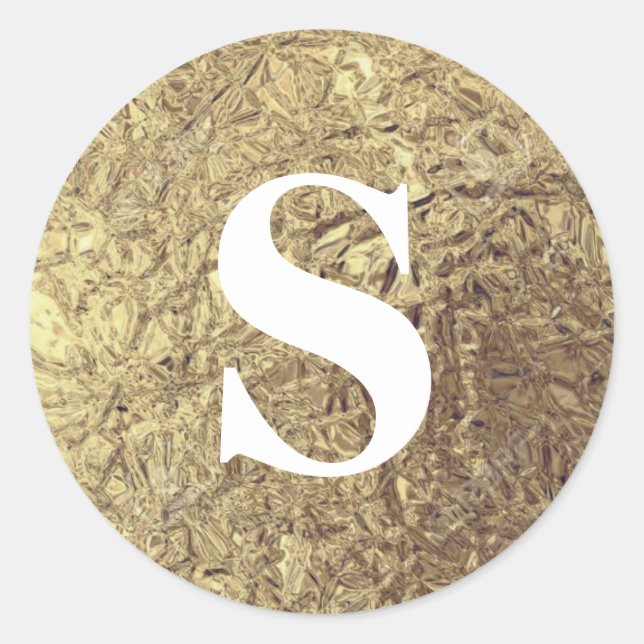 Adesivo Redondo Selo de Envelope Monograma Dourado com brilho Eleg (Frente)