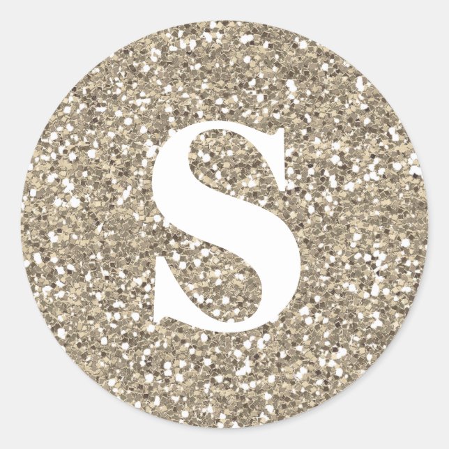 Adesivo Redondo Selo de Envelope Monograma Dourado com brilho Eleg (Frente)