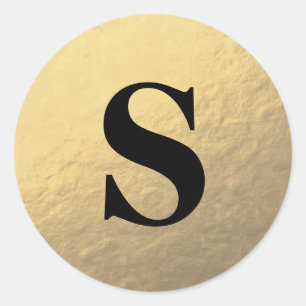 Adesivo Redondo Selo de Envelope Monograma Dourado com brilho Eleg