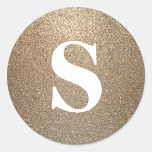 Adesivo Redondo Selo de Envelope Monograma Dourado com brilho Eleg