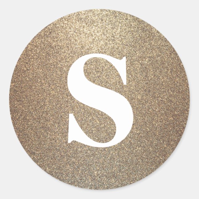 Adesivo Redondo Selo de Envelope Monograma Dourado com brilho Eleg (Frente)