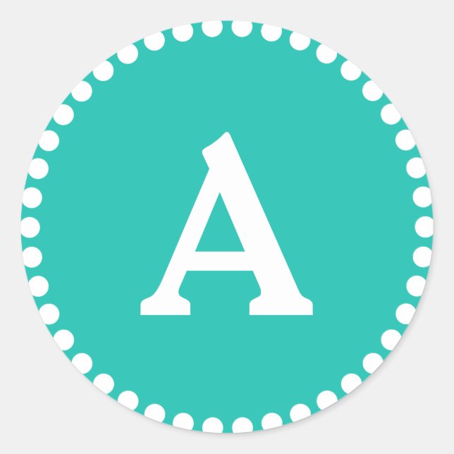 Adesivo Redondo Selo de Envelope Monograma Personalizado Branco e  (Frente)