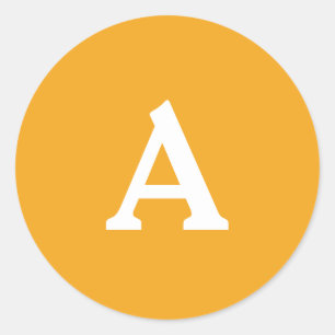 Adesivo Redondo Selo de Envelope Monograma Personalizado Laranja e