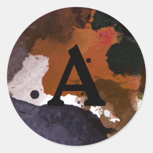 Adesivo Redondo Selo de Envelope Monograma Personalizado Multicolo