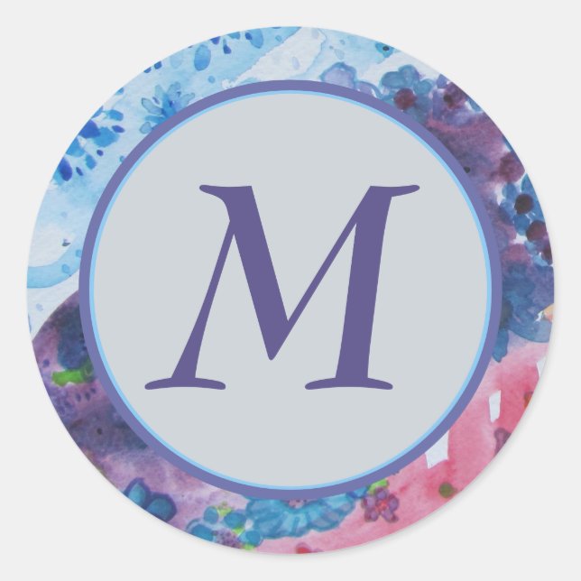 Adesivo Redondo Selo de Envelope na moda Monograma (Frente)