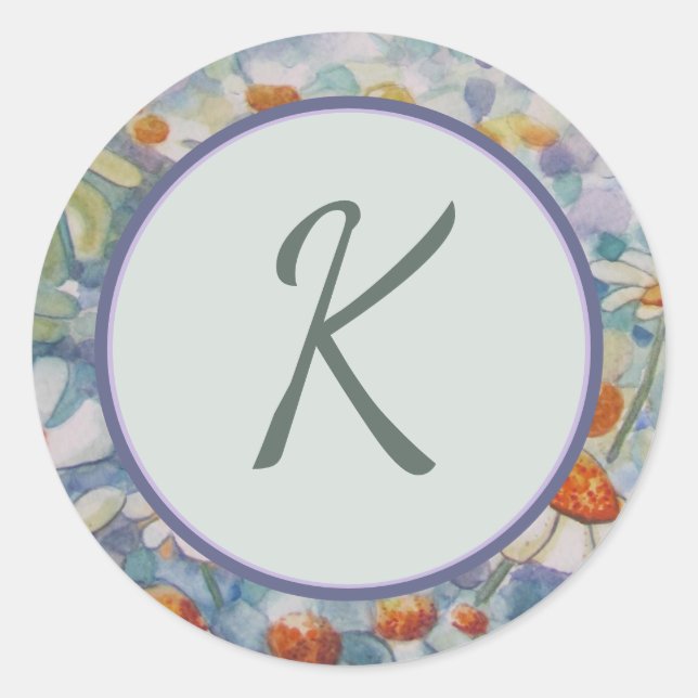 Adesivo Redondo Selo de Envelope na moda Monograma (Frente)