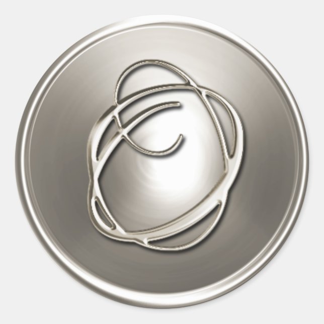 Adesivo Redondo Selo de Envelope O Monograma de Prata (Frente)