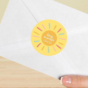 Adesivo Redondo Selo de envelope, Pequeno milagre, Baby Shower ama