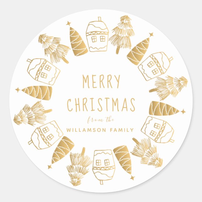 Adesivo Redondo Selo de Envelope Personalizado de Feliz Natal (Frente)