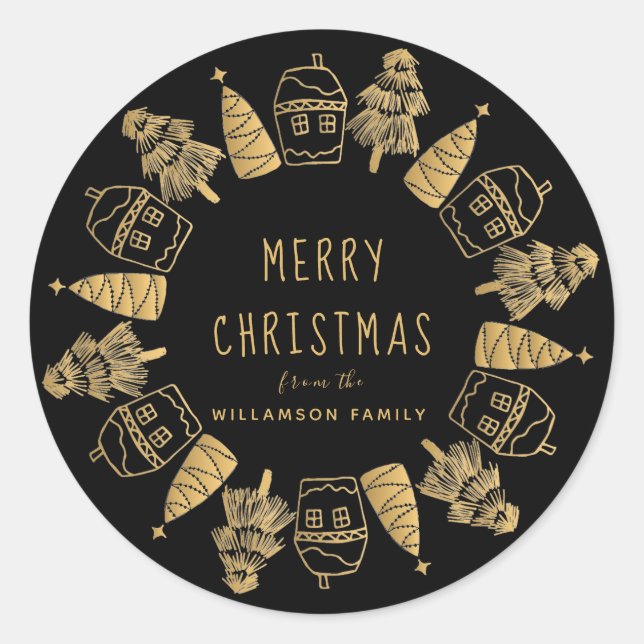 Adesivo Redondo Selo de Envelope Personalizado de Feliz Natal (Frente)