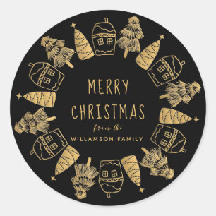 Adesivo Redondo Selo de Envelope Personalizado de Feliz Natal