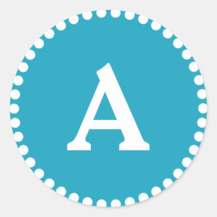 Adesivo Redondo Selo de Envelope Personalizado de Monograma Azul e