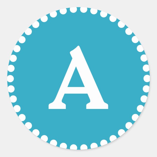 Adesivo Redondo Selo de Envelope Personalizado de Monograma Azul e (Frente)