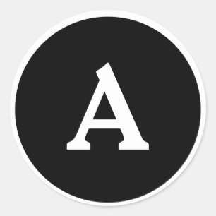 Adesivo Redondo Selo de Envelope Personalizado de Monograma Preto