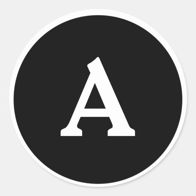 Adesivo Redondo Selo de Envelope Personalizado de Monograma Preto  (Frente)