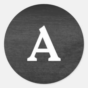 Adesivo Redondo Selo de Envelope Personalizado de Monograma Preto