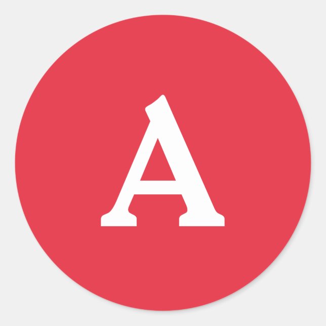 Adesivo Redondo Selo de Envelope Personalizado de Monograma Vermel