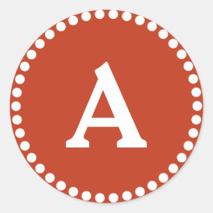 Adesivo Redondo Selo de Envelope Personalizado de Monograma Vermel