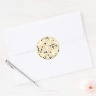 Adesivo Redondo Selo de envelope preto Dourado do Disco Retro 70s