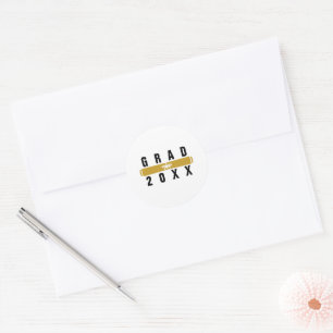Adesivo Redondo Selo de Envelope Preto e Dourado para Diploma de G