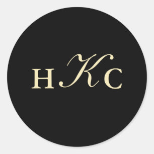 Adesivo Redondo Selo de envelope preto e marfim