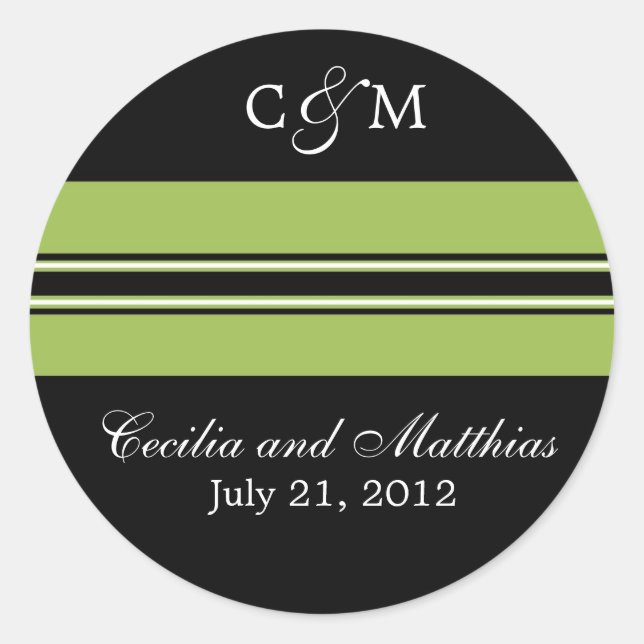 Adesivo Redondo Selo de envelope preto e verde (Frente)