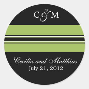 Adesivo Redondo Selo de envelope preto e verde