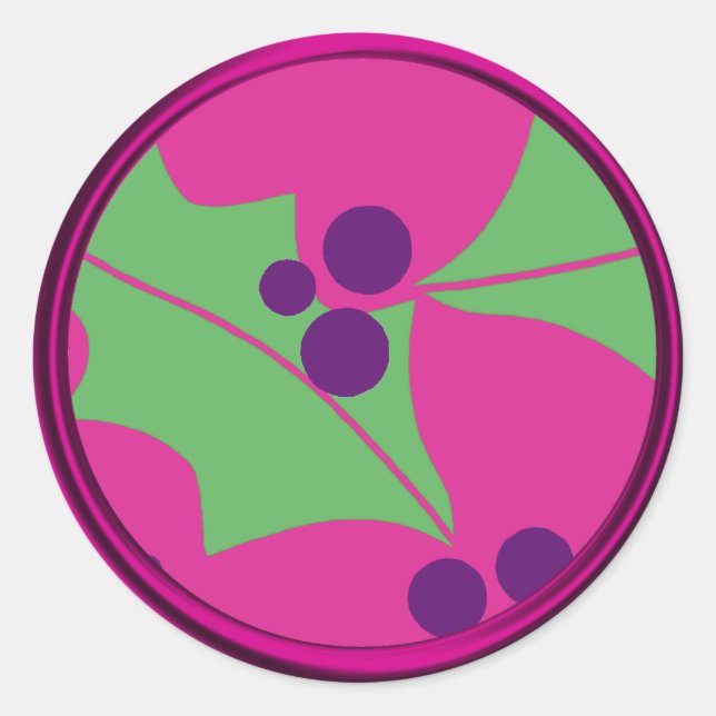 Adesivo Redondo Selo de Envelope Púrpura das Berries Feriados (Frente)