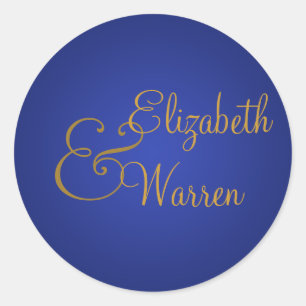 Adesivo Redondo Selo de Envelope Real Azul e Dourado