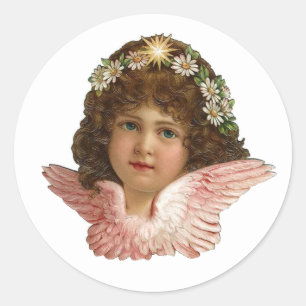 Adesivo Redondo Selo de envelope redondo de Natal vintage anjo