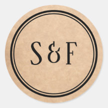 Selo de Envelope Rustico Elegante Kraft Monograma