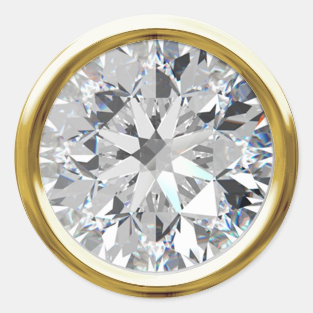 Adesivo Redondo Selo de Envelope Shiny Diamond Dourado (Frente)