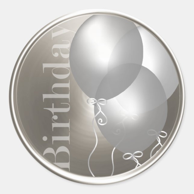 Adesivo Redondo Selo de Envelope Silver Birthday Balloons Silver (Frente)