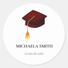 Adesivo Redondo Selo de Envelope Simples Maroon School